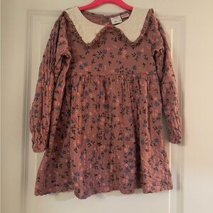 Zara floral Dress with Long Bishop Sleeves and Peter Pan Collar